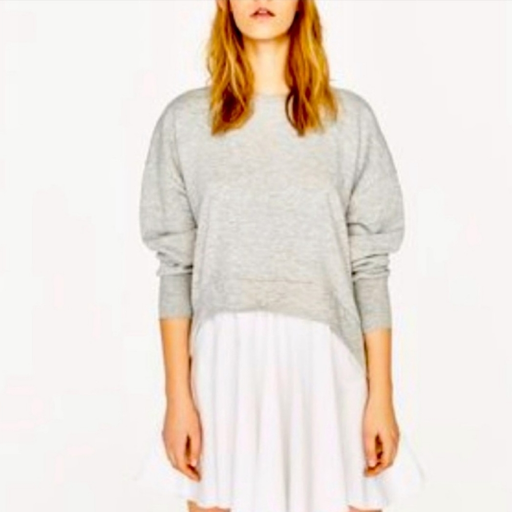 Zara Gray & White Layer Dress Size M